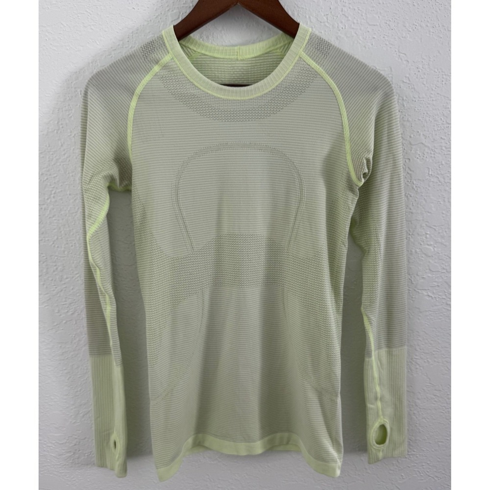 Lululemon Swiftly Tech Long Sleeve 2.0 Shirt Lime Green Size 4 Running Gym Yoga